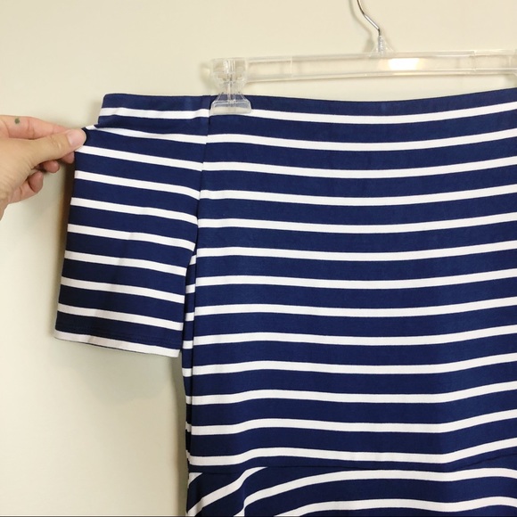 NWOT WHBM Striped Sneaker Off the Shoulder Dress - Picture 3 of 7